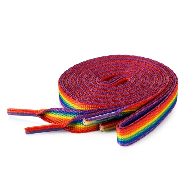 Rainbow Striped Gay Pride Shoe Laces for PRIDE Parades, LGBTQ Events, Giveaways, Premiums, Gift Giving - Bulk Quantities Available