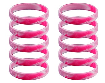 Pink Camouflage Silicone Bracelet Wristbands for Breast Cancer Awareness, Fundraising, Giveaways, Gift Giving - Bulk Quantities Available