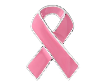 Pink Ribbon Awareness Pin for Breast Cancer, Pink Ribbon Pins for Awareness and Fundraising, Gift Giving - Bulk Quantities Available