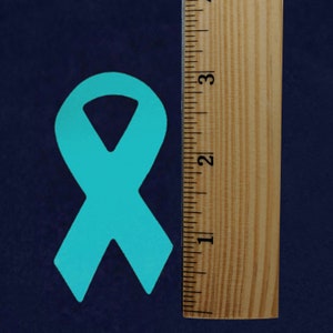 250 Large Teal Ribbon Shaped Stickers for Ovarian Cancer, Rape, Sexual Assault, PTSD Awareness 250 Stickers image 4