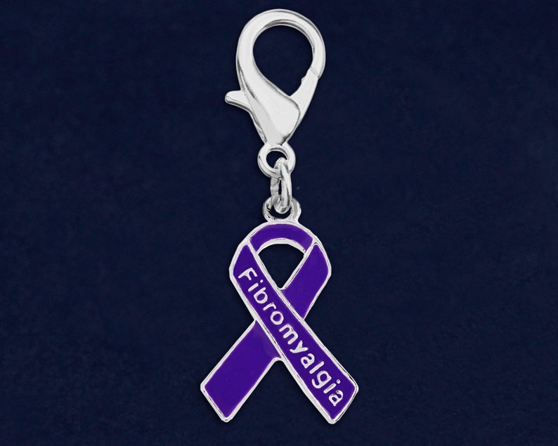Fibromyalgia Purple Ribbon Hanging Charms Etsy