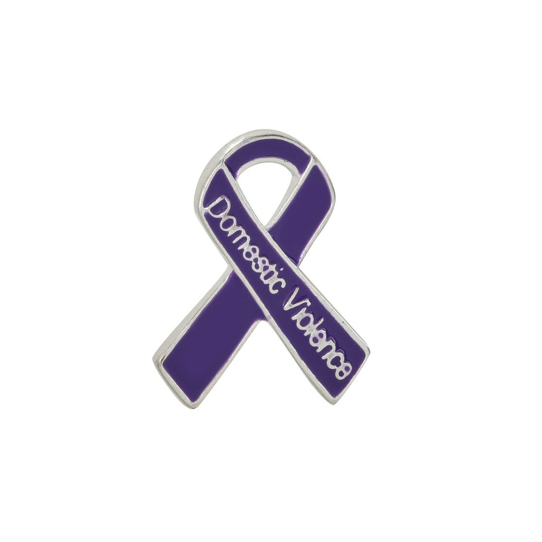 Domestic Violence Awareness Pins, Purple Ribbon Pins for Domestic