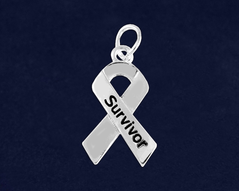 25 Silver Ribbon Survivor Charms 25 Charms