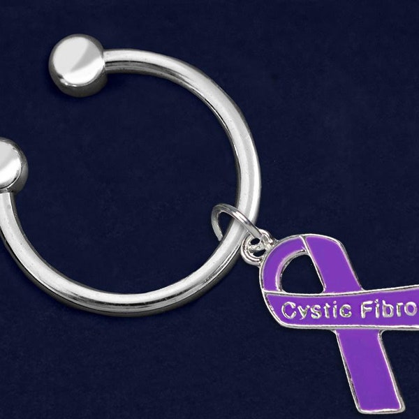 Cystic Fibrosis Purple Ribbon Key Chain