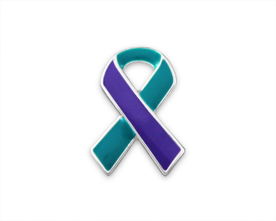 Teal & Purple Ribbon Awareness Pins for Suicide Prevention - Etsy