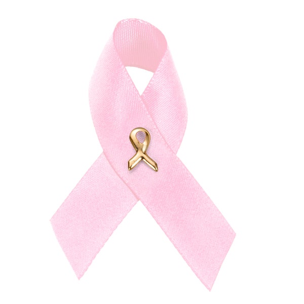 Satin Pink Awareness Ribbon Pins for Breast Cancer Awareness, Fundraising, Events, Walks, Inexpensive Giveaways - Bulk Quantities Available