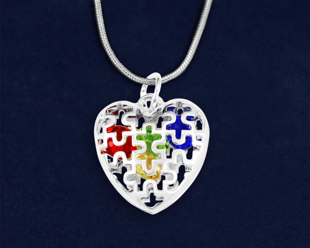 12 pièce du Puzzle autisme cage coeur colliers ensachées individuellement (12 autisme colliers) (N-140-2) 12 pièce du Puzzle autisme cage cage autisme coeur colliers ensachées individuellement (12 autisme colliers) (N-140-2) 57b628