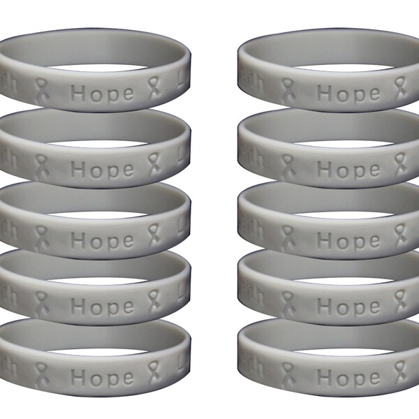 Gray Silicone Bracelet Wristbands for Brain Cancer, Parkinson's Disease, Diabetes, Juvenile Diabetes Awareness, Fundraising -Bulk Quantities