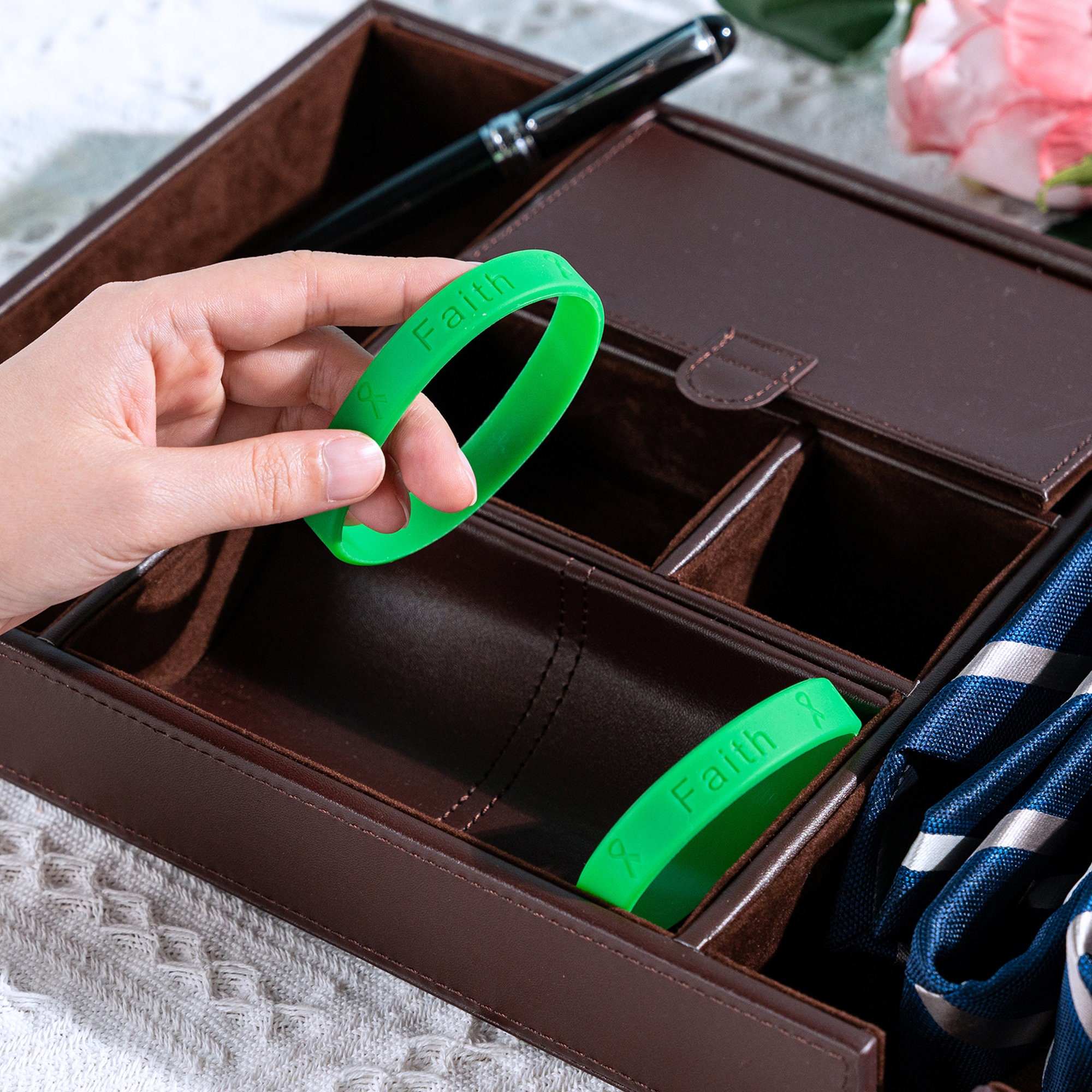 Green Silicone Bracelet Wristbands for Mental Health Bipolar Etsy