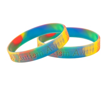 Autism Awareness Silicone Bracelet Wristbands for Adults or Kids - Autism Asperger's Jelly Silicone Wristbands - Bulk Quantities Available