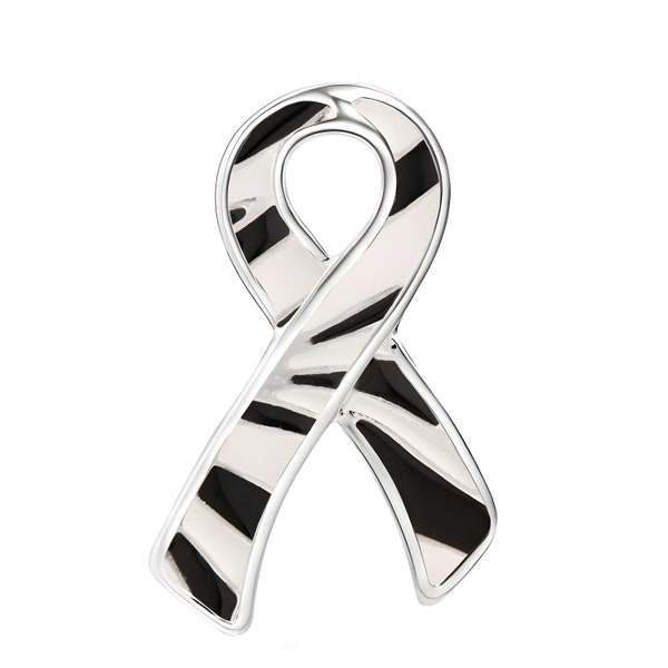 Große Flache Zebra Print Ribbon Pins für Ehlers-Danlos-System, Neuroendocrine Cancer Awareness, Fundrafting, Geschenk-Bulk-Mengen verfügbar