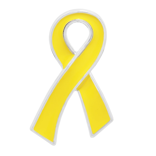 Cute Yellow Ribbon Awareness Pins for Bladder Cancer, Missing Children Awareness, Fundraising, Gift Giving - Bulk Quantities Available