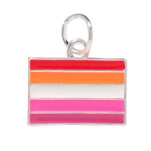 Sunset Lesbian Flag Charms for Jewelry Making, Gift Giving, Pride Parades and Events - Bulk Quantities Available