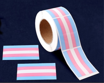 250 Rectangle Transgender Pride Stickers - Transgender Flag LGBTQ Stickers (250 Stickers)
