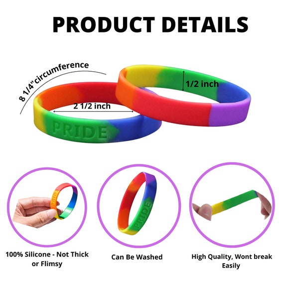 Adult Rainbow Chain Link Silicone Bracelets Wholesale, Gay Pride