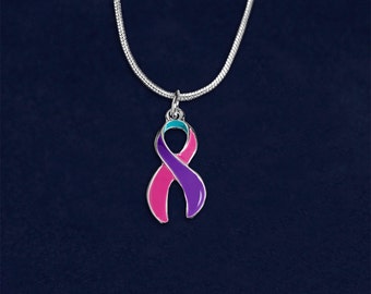 Large Pink & Purple  Teal Ribbon Necklaces