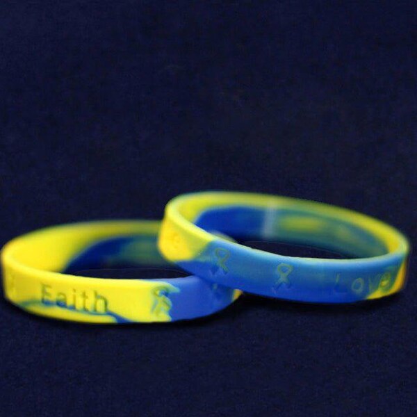 Bulk Ukraine Blue and Yellow Silicone Bracelet Wristbands, Ukraine Flag Color Bands for Fundraising and Awareness - Bulk Quantities