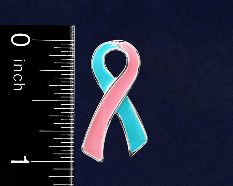 Large Flat Pink & Teal Ribbon Awareness Pins for Hereditary Etsy