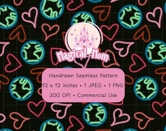 Hand drawn Christian Seamless Pattern Instant Download John 3:16 Black Background