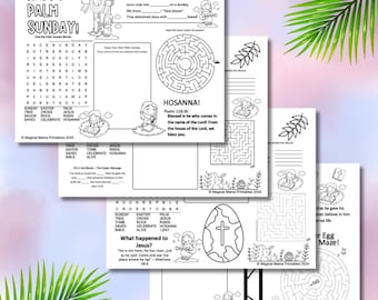 4 christelijke paasactiviteit placemat printables, Instant Download Pasen kleurplaten activiteit pagina, Kids Pasen Placemats, Kids Pasen-werkbladen