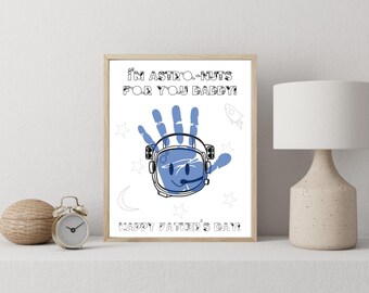 Father's Day Space Handprint Craft, Happy Father's Day Space Handprint Craft Printable, Father's Day Gift from kids, DIY Handprint for Dad