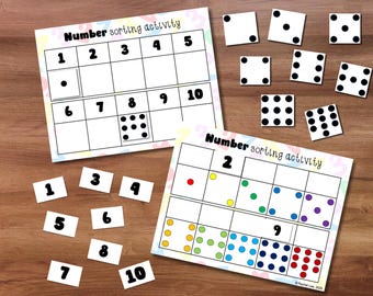 Numbers Sorting Activity|Printable Shapes Game|Printable Sorting Activity|Homeschool Resource|Toddler Busy Book|Montessori Preschool