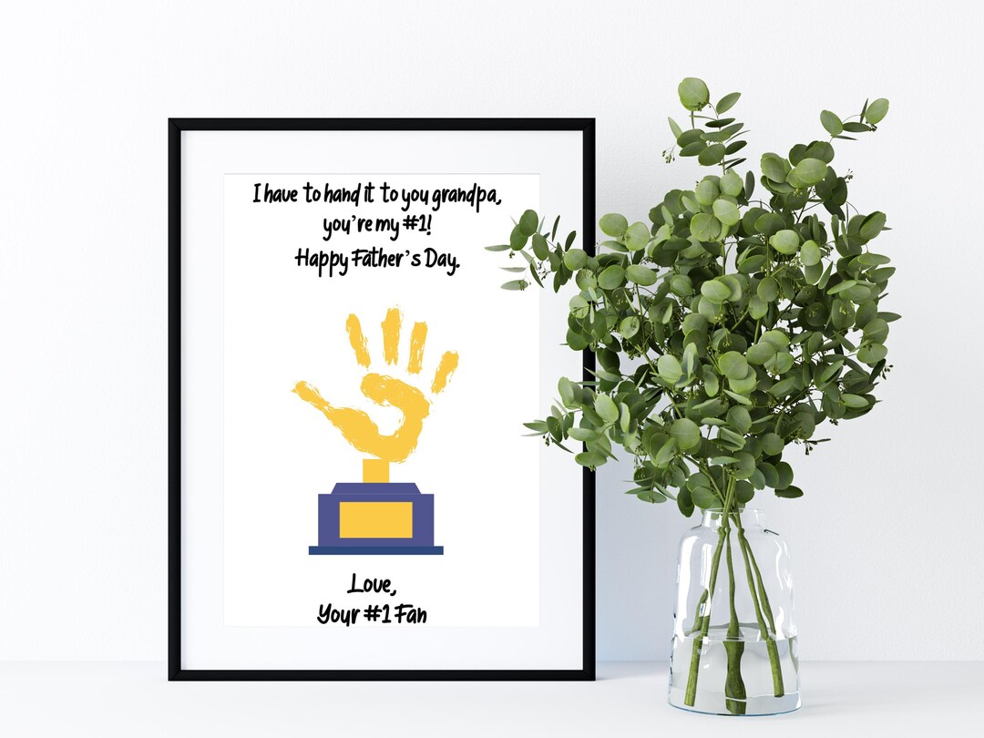 Father's Day Handprint Craft,happy Father's Day Trophy Handprint Craft ...