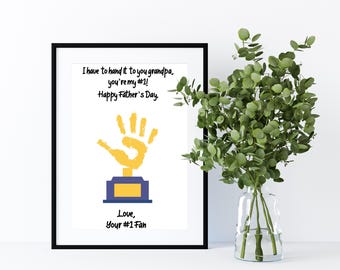 Father's Day Handprint Craft,Happy Father's Day Trophy Handprint Craft Printable, Father's Day Gift from kids,DIY Handprint Trophy for Dad