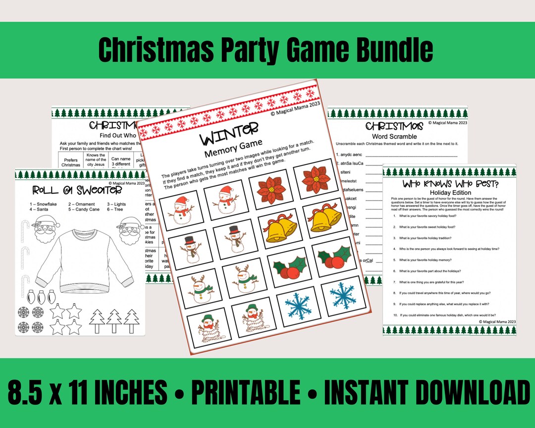Printable Christmas Party Game Bundle - Etsy