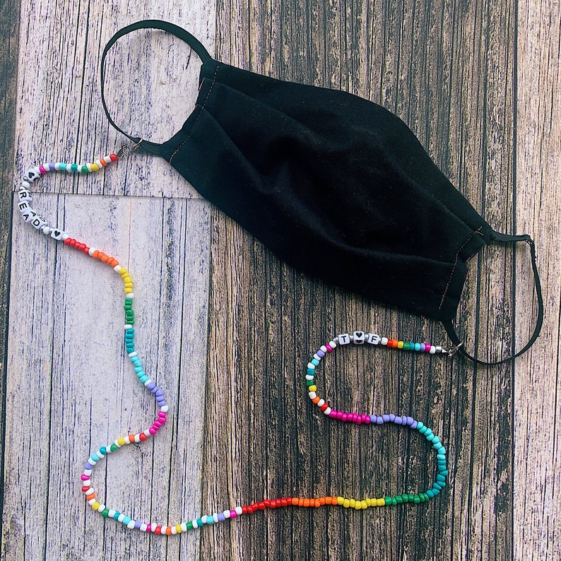 Beaded Mask Lanyard Beaded Mask Chain Holder CUSTOM Mask Chain Beaded Face Mask Chain