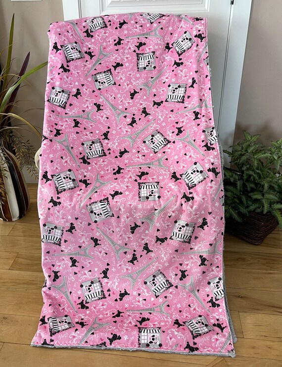 Minky Throw Extra Large Two Yard Adult teen Blanket Soft Cuddle Old Paris Pink Luxe Cuddle Hide Silver Doubled Sided Soft Minky Blanket Etsy Canada