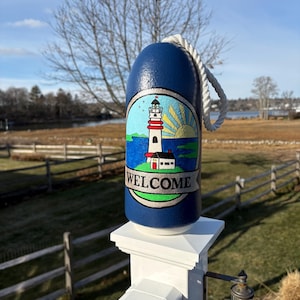 Painted Buoy, Lobster Buoy, Nautical Buoy, Beach Decor, Nautical Decor, Hand Painted Buoy, Patio Gift, USA Buoy, Anchor Art, Beach Art, Buoy