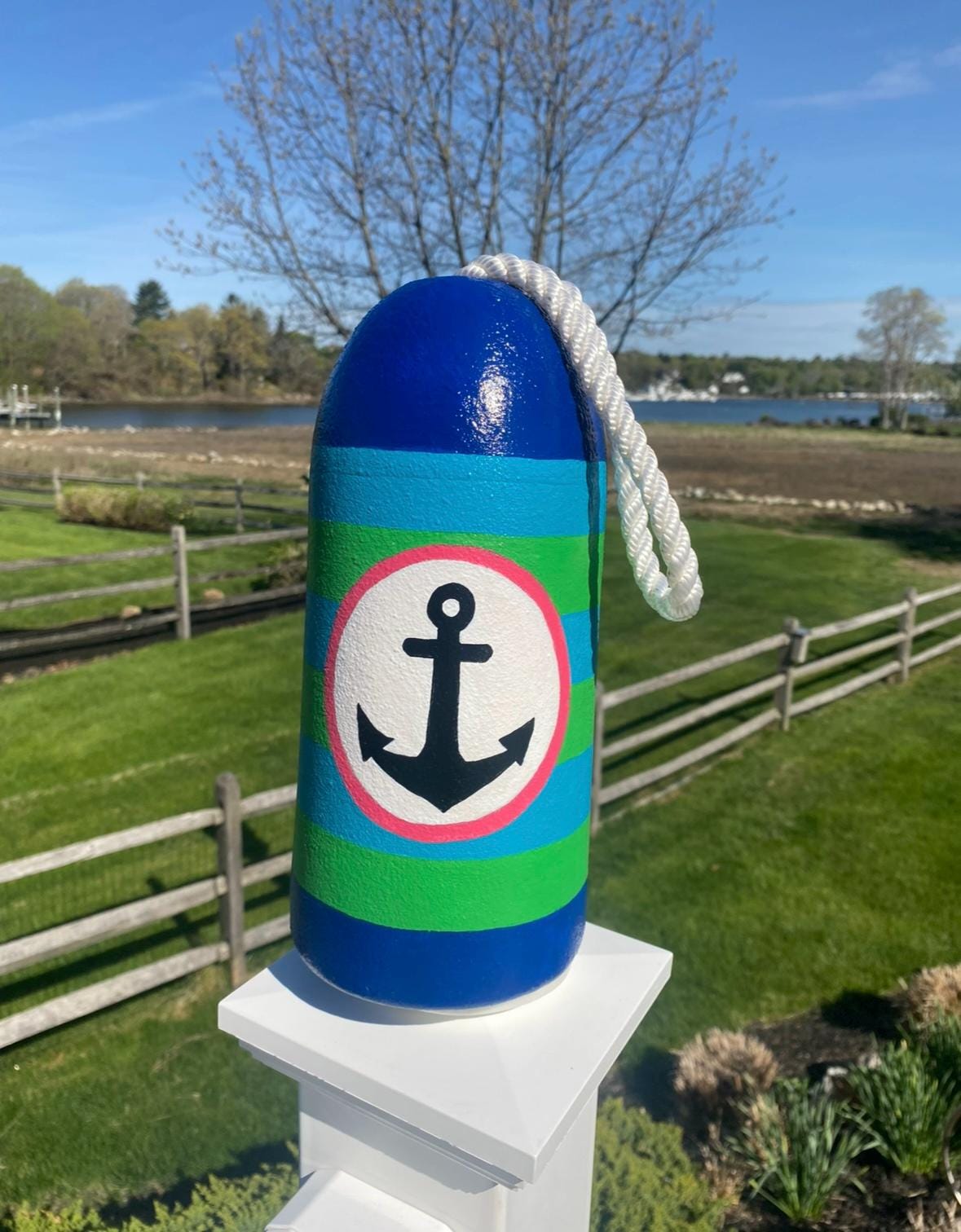 Painted Buoy, Lobster Buoy, Nautical Buoy, Beach Decor, Nautical Decor, Hand Painted Buoy, Patio Gift, USA Buoy, Anchor Art, Beach Art, Buoy