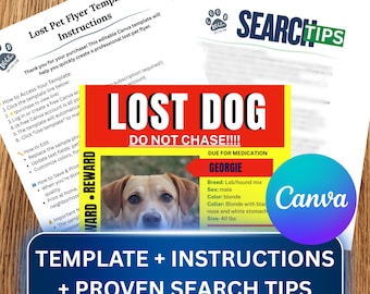 Lost Pet Flyer Template: Editable Missing Dog/Cat Poster (Digital Download)