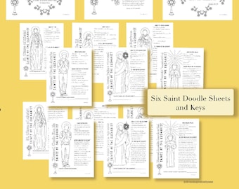 Eucharistic Saints Collection Doodle Sheets | Homeschool Resource | First Communion Resource | Easter