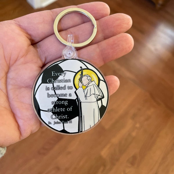 St. John Paul II Sports keychain | Soccer Keychain | volleyball keychain | Catholic Keychain