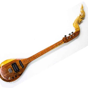Isarn Electric Phin 3 Strings, Thai Lao Guitar Musical Instrument, Traditional Thai Musical Pin28