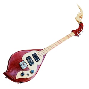 Isarn Electric Phin 3 Strings 4 Track, Thailand Lao Guitar Musical Instrument, Traditional Thai Musical Pin12-1