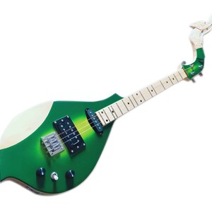 Isarn Electric Phin 3 Strings, Green Thai Lao Asian Guitar Musical Instrument, Thailand Traditional Classical Musical Pin127