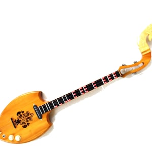 Isarn Acoustic Electric Phin 3 Strings, Thai Lao Guitar Musical Instrument, Traditional Classical Thai Musical Pin119