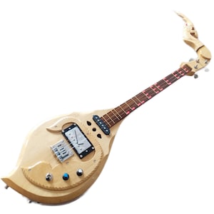 Isarn Acoustic Electric Phin 3 Strings, Thai Lao Guitar Musical Instrument, Thailand Traditional Classical Musical white Pin93