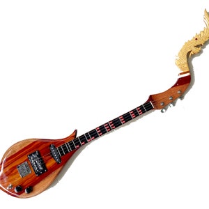 Isarn Electric Phin 3 Strings, Thai Lao Guitar Musical Instrument, Thailand Traditional Classical Musical Pin120