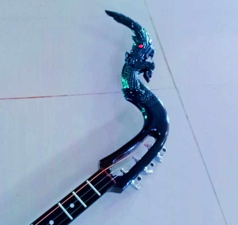 Dragon String Instrument Isarn Electric Phin 3 Strings, Thai Lao Guitar Musical Instrument ...