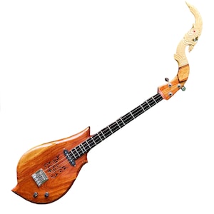 Isarn Acoustic Electric Phin 3 Strings, Thai Lao Guitar Musical Instrument, Traditional Classical Thai Musical Pin114X