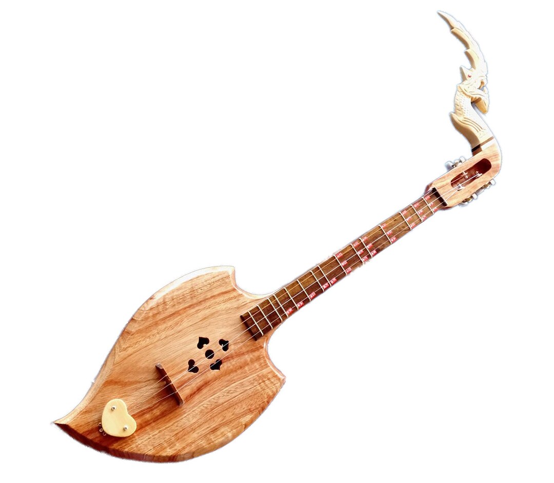Isarn Acoustic Phin 3 Strings, Thai Lao Guitar Musical Instrument