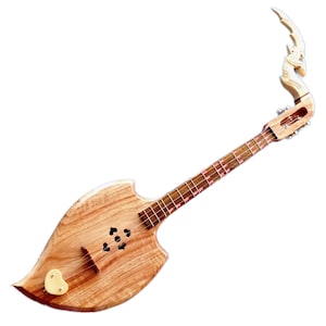 Isarn Acoustic Phin 3 Strings, Thai Lao Guitar Musical Instrument, Thailand Traditional Classical Musical Pin89