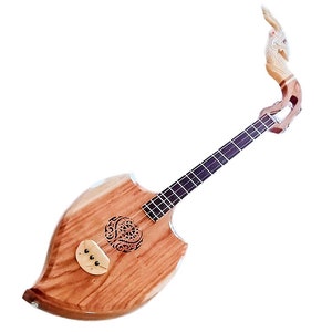 Isarn Acoustic Phin 3 Strings, Thai Lao Guitar Musical Instrument, Thailand Traditional Classical Musical Pin103.