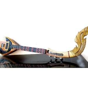 Isarn Electric Phin 3 Strings, Thai Lao Guitar Musical Instrument, Traditional Thai Musical Pin20