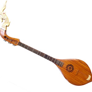 Isarn Acoustic  Phin 3 Strings LEFT hand, Thai Lao Guitar Musical Instrument, Thailand Traditional Classical Musical Pin122