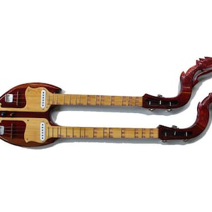 Isarn Electric Phin 3 Strings 2 Necks, Thai Lao Guitar Musical Instrument, Traditional Thai Musical Pin11
